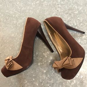 Qupid Heels Brown/Tan SZ 6.5